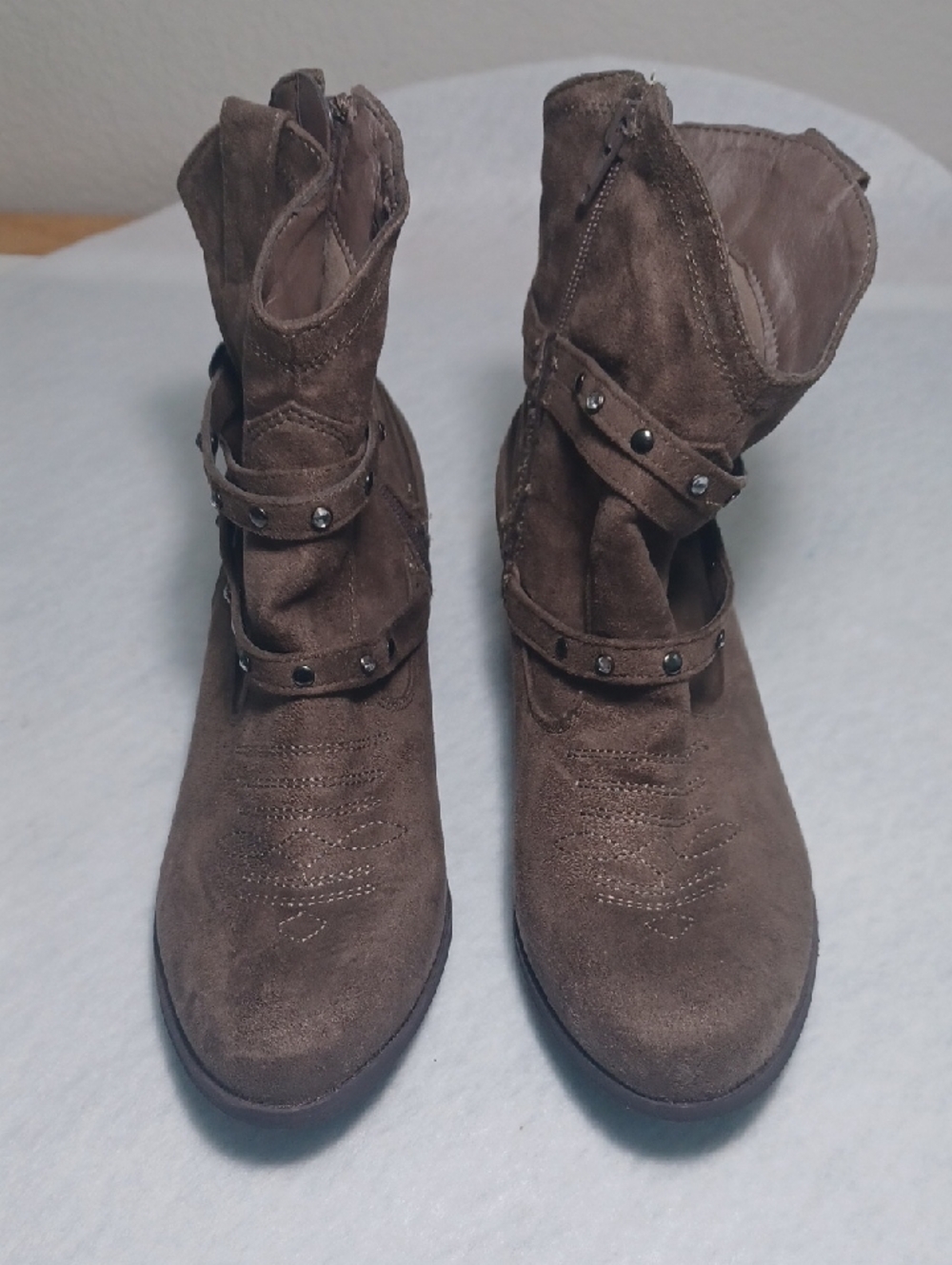 naughty monkey Brown Suede Studded Ankle Booties